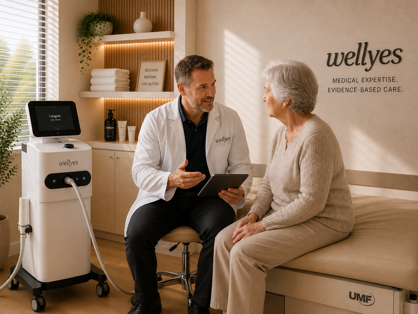 Calm clinical treatment room at Wellyes Cryotherapy